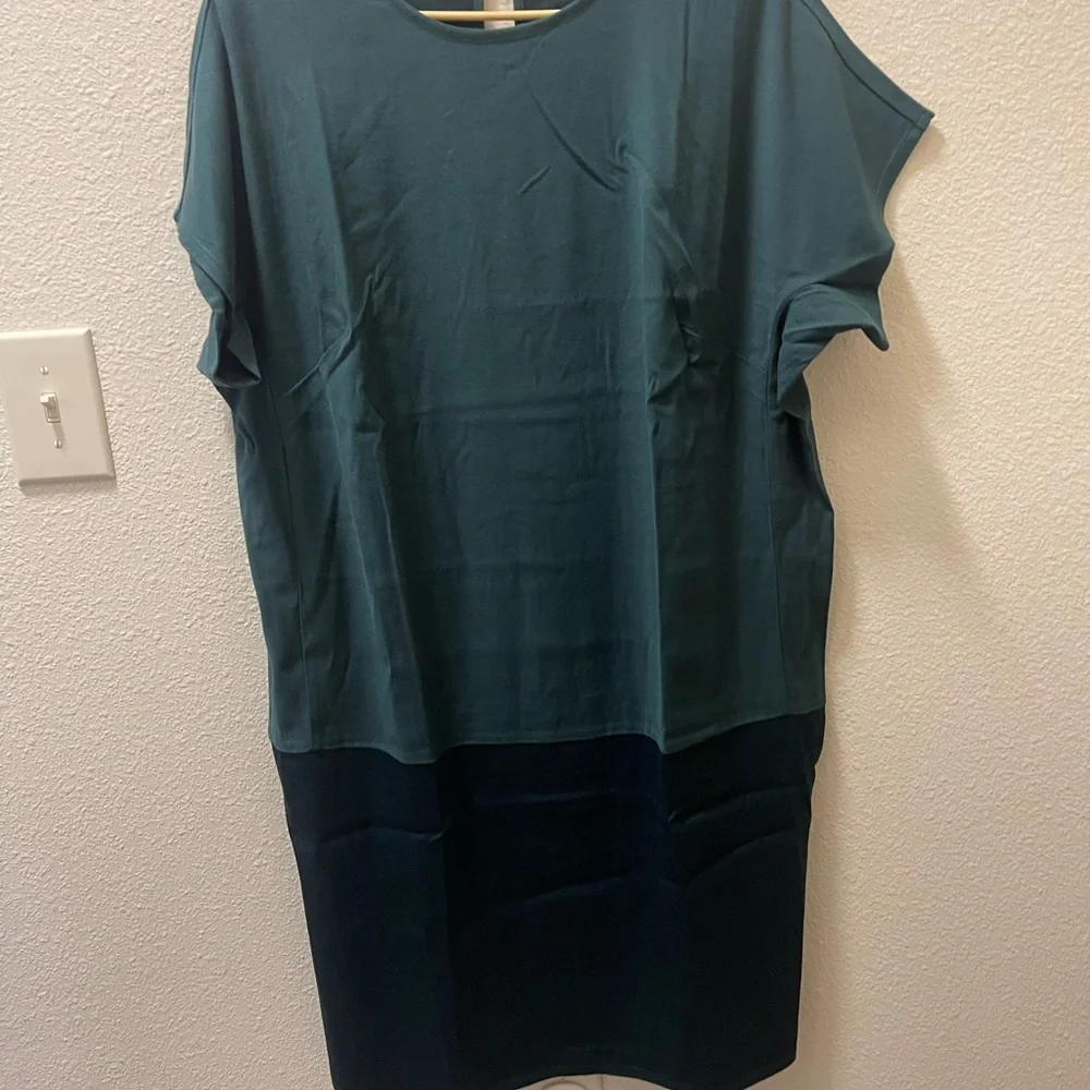 Teal and Navy Color Block Dress - Picture 1 of 3
